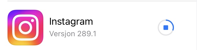 Bilde av nedlasting av oppdatering til Instagram-appen.