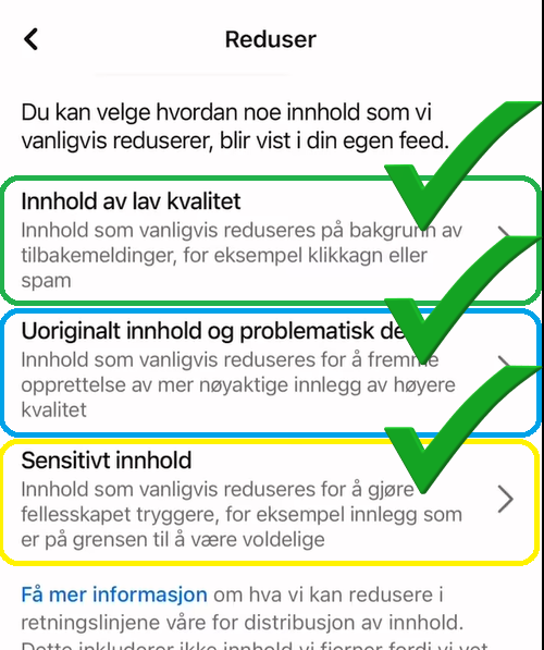 Illustrasjon som viser reduksjonsvalg på Facebook-feed.