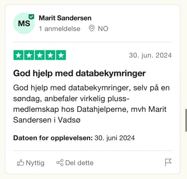 Positiv tilbakemelding fra Marit