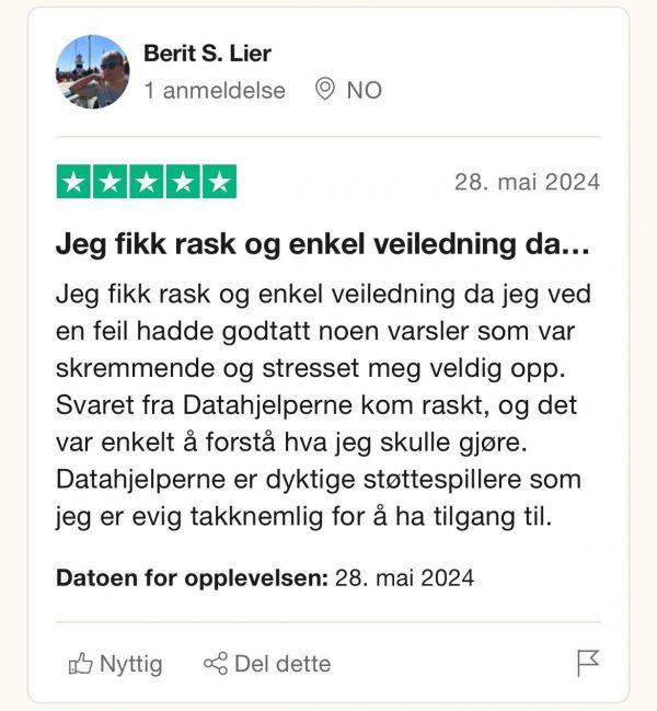 Positiv tilbakemelding fra Berit