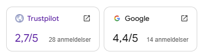 Skjermbilde av anmeldelser fra google.com